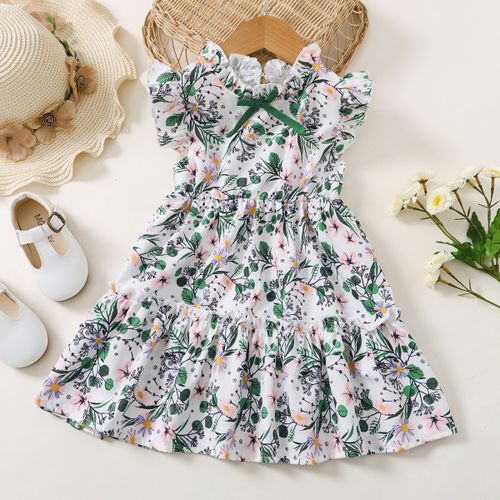 Robe d'été fleurie avec nœud pour fille de 1 à 6 ans