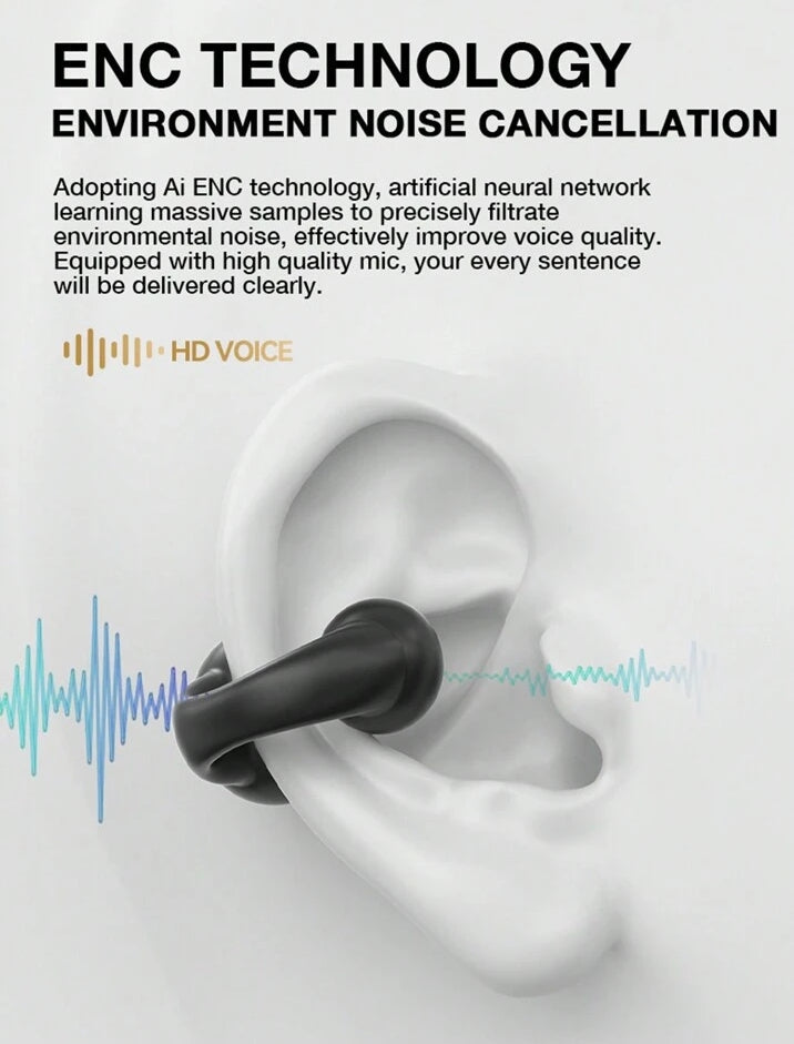Écouteurs True sans fil Genai, écouteurs à conduction osseuse à oreille ouverte