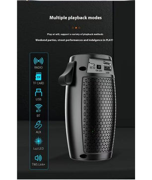 Enceinte Bluetooth portable avec caisson de basses et lumière ambiante