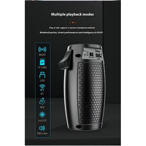 Enceinte Bluetooth portable avec caisson de basses et lumière ambiante