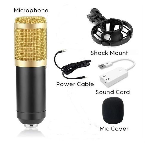 Microphone à condensateur pour studio d'enregistrement audio - Doré