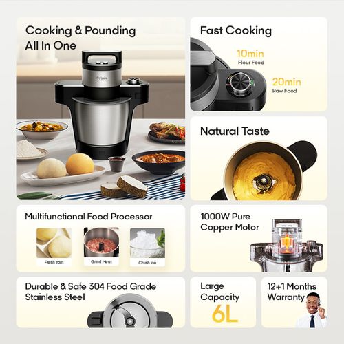 Syinix Swallow Maker ECO - Cuisson et pilement d'ignames/fufu multifonctionnel