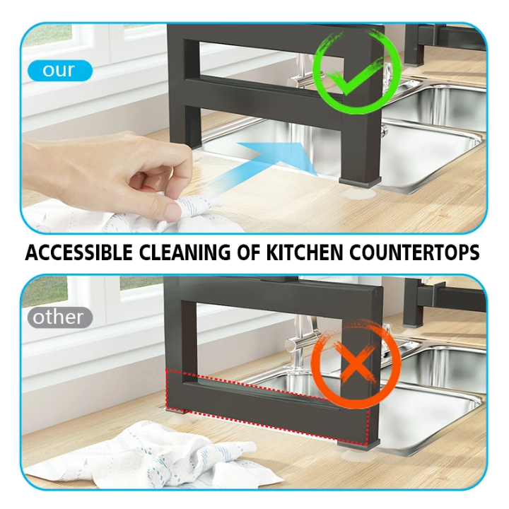 Organisateur multifonctionnel pour cuisine à 3 couches au-dessus de l'évier égouttoir à vaisselle pour cuisine