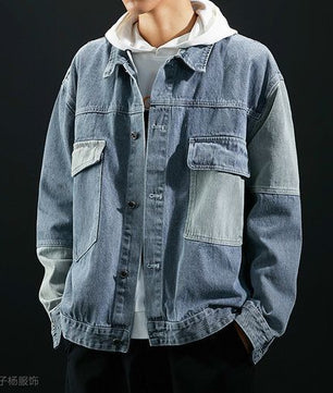 Veste en jean boutonnée décontractée pour homme, manteau en jean classique