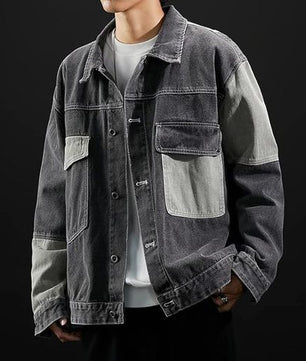 Veste en jean boutonnée décontractée pour homme, manteau en jean classique