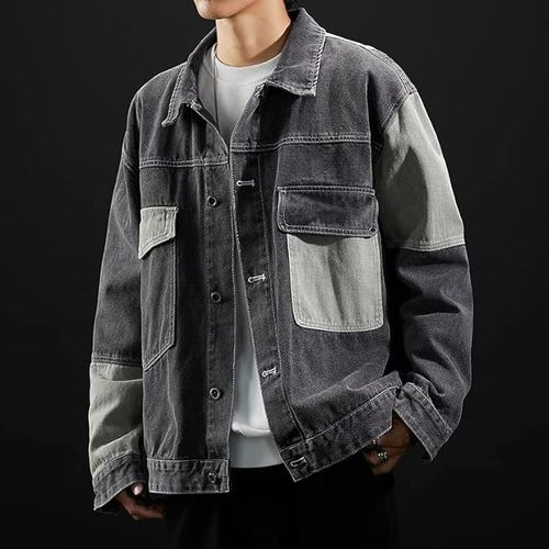 Veste en jean boutonnée décontractée pour homme, manteau en jean classique