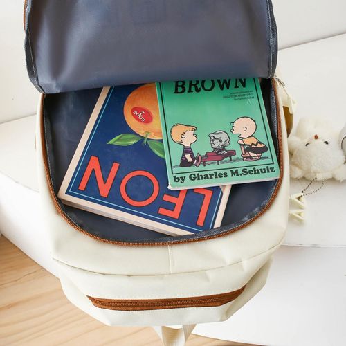 Lot de 5 sacs à dos d'école pour femmes et filles - Beige