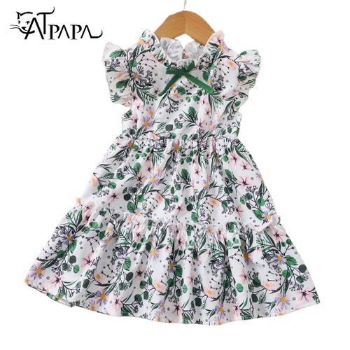 Robe d'été fleurie avec nœud pour fille de 1 à 6 ans