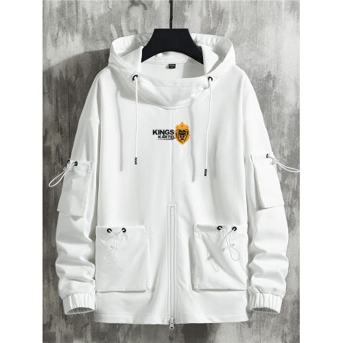 Sweat à capuche blanc élégant avec doubles poches Kings Kartel