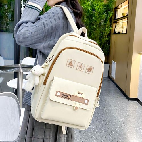 Lot de 5 sacs à dos d'école pour femmes et filles - Beige