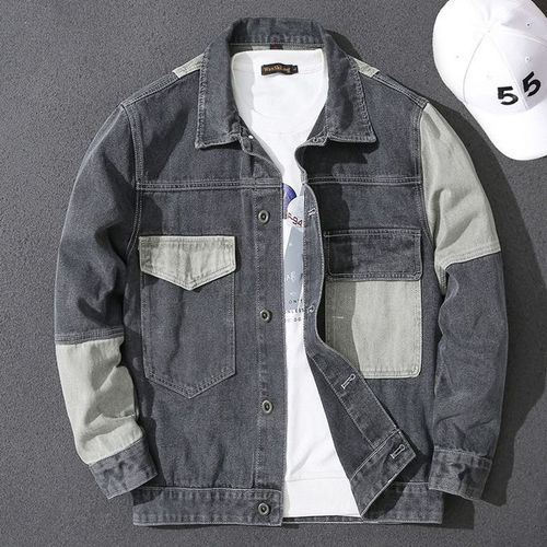 Veste en jean boutonnée décontractée pour homme, manteau en jean classique