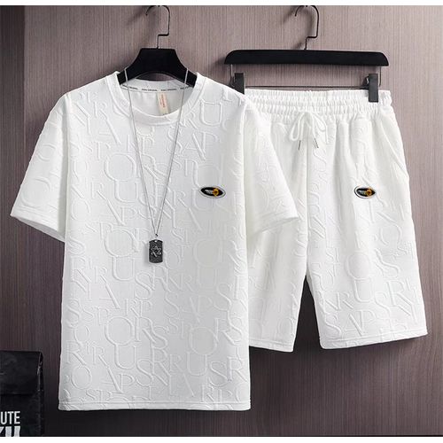 Kingskartel T-shirt col rond et short élégants Kings-Kartel (blanc)