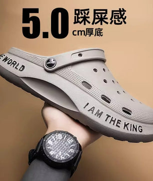 Chaussures à trous pour hommes, sandales de plage, de sport en plein air, semelles épaisses, antidérapantes, chaussures de jardin,