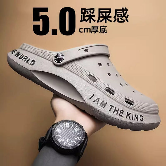 Chaussures à trous pour hommes, sandales de plage, de sport en plein air, semelles épaisses, antidérapantes, chaussures de jardin,