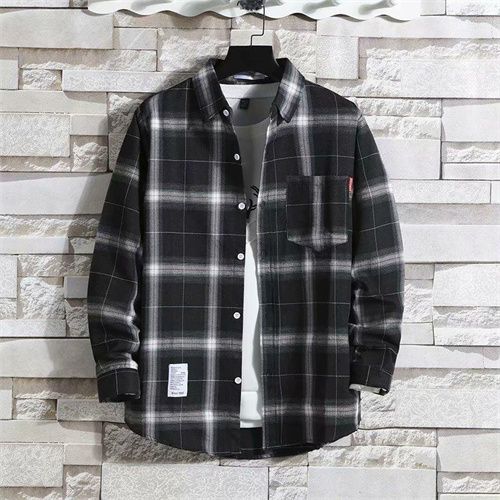 Chemise à carreaux décontractée pour homme – Noir