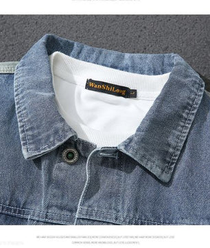 Veste en jean boutonnée décontractée pour homme, manteau en jean classique