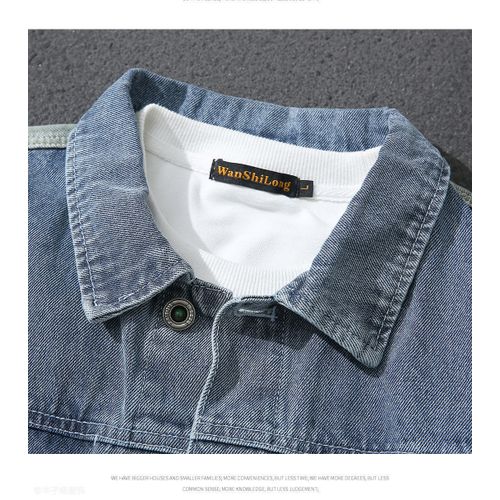Veste en jean boutonnée décontractée pour homme, manteau en jean classique