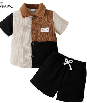 Catpapa 1-6 ans, ensemble haut et short à col roulé pour garçon
