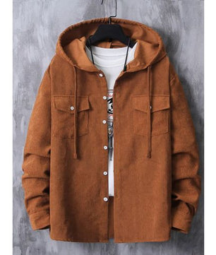Sweat à capuche zippé en velours côtelé marron élégant Kings Kartel